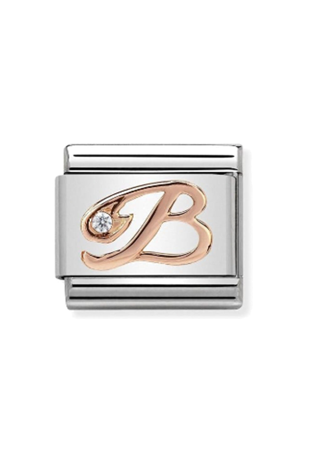 LETTERS 9k rose gold and CZ B