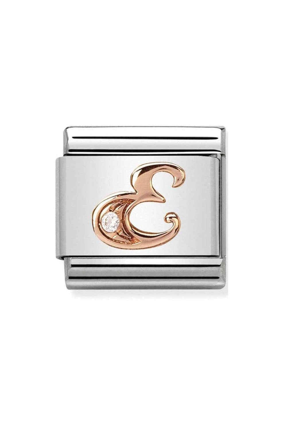 LETTERS 9k rose gold and CZ E