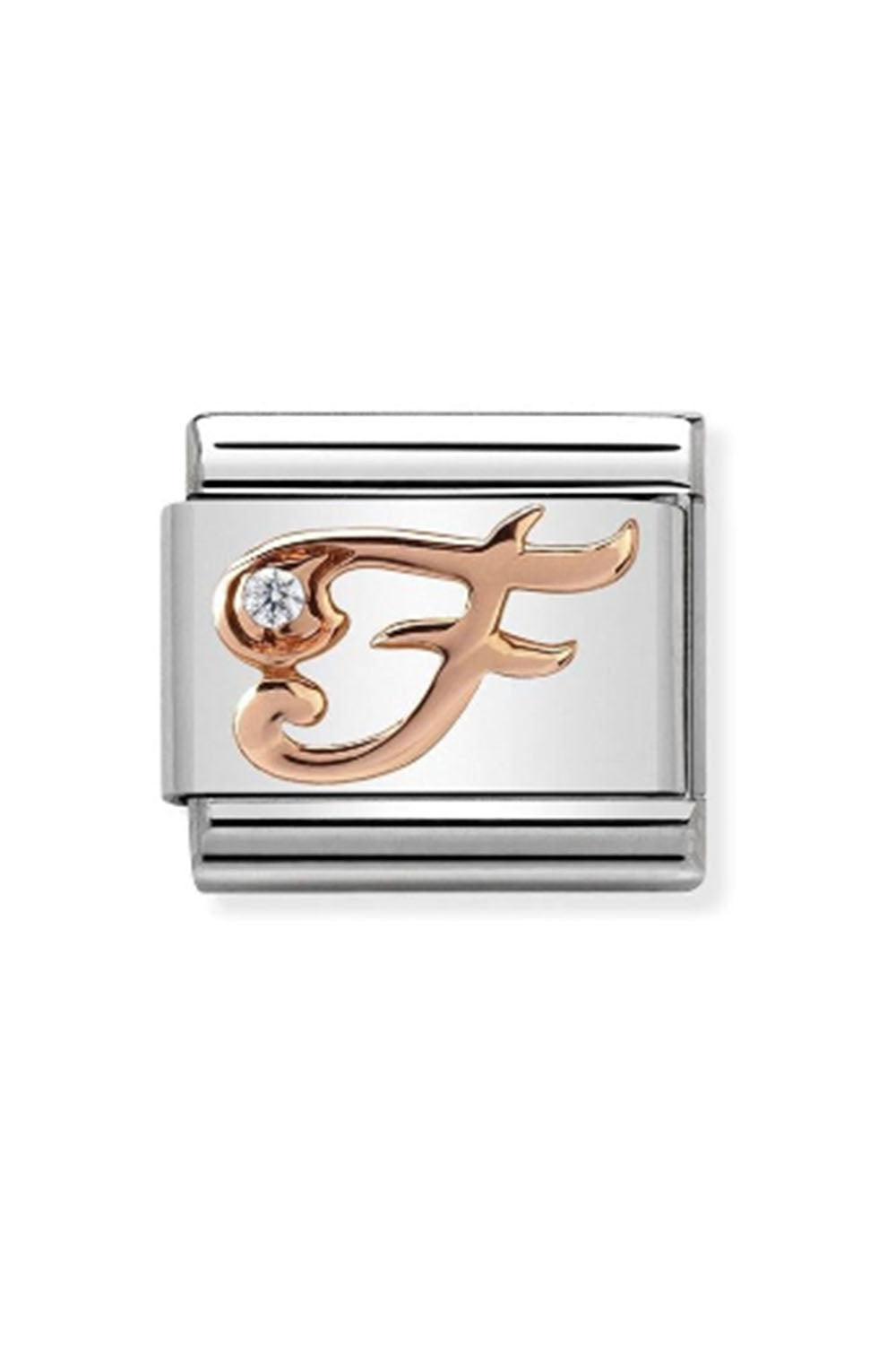 LETTERS 9k rose gold and CZ F