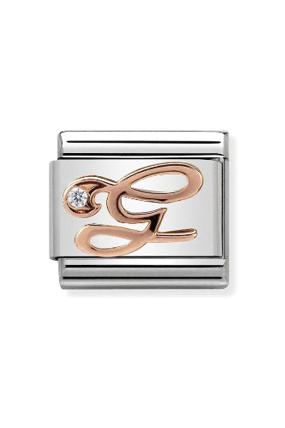 LETTERS 9k rose gold and CZ G