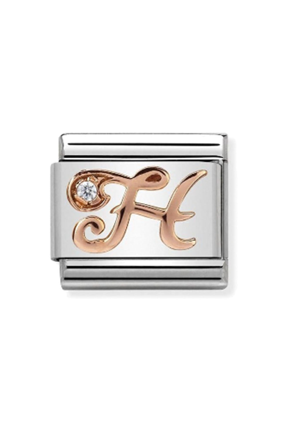 LETTERS 9k rose gold and CZ H