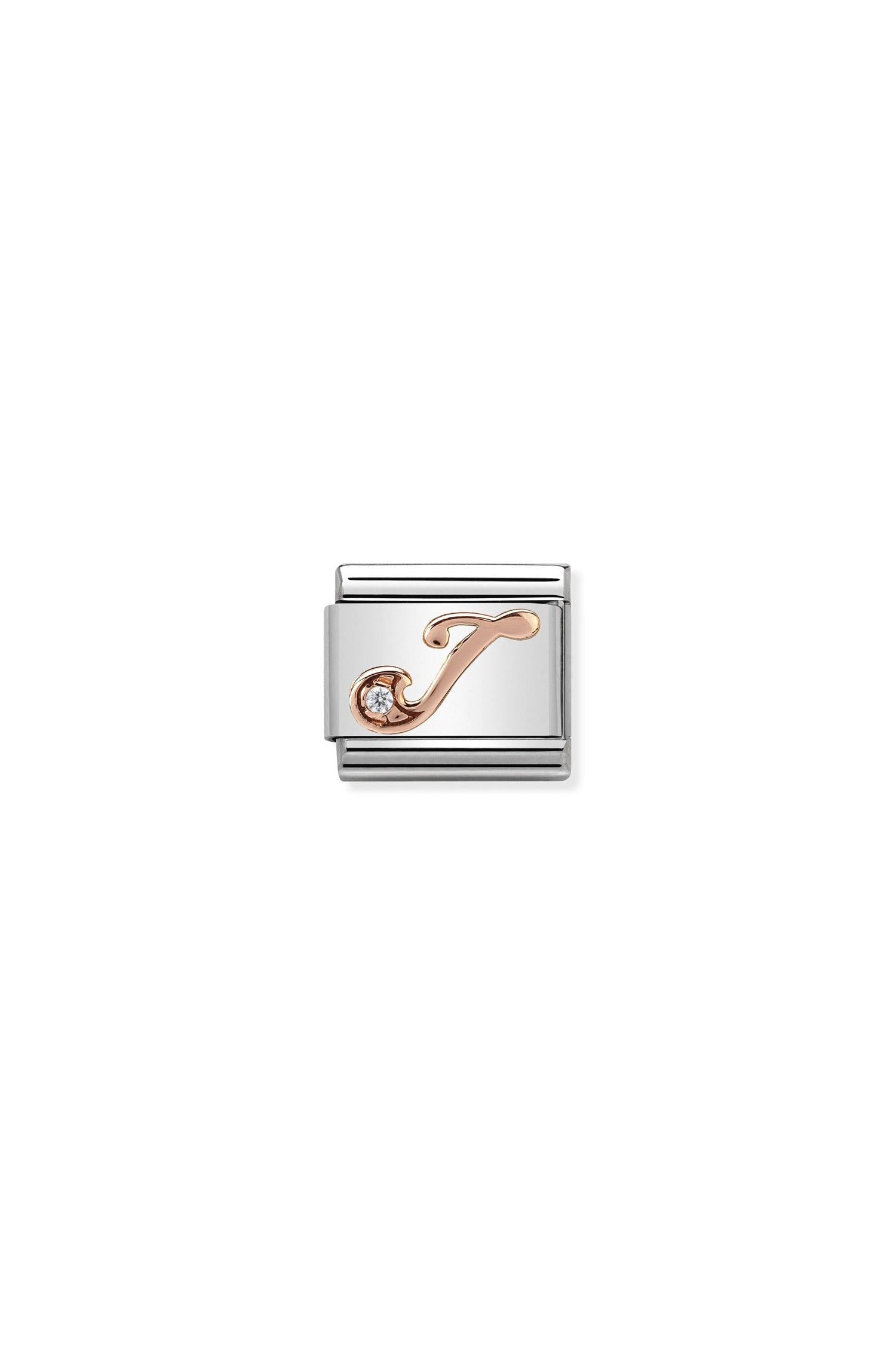 LETTERS 9k rose gold and CZ J