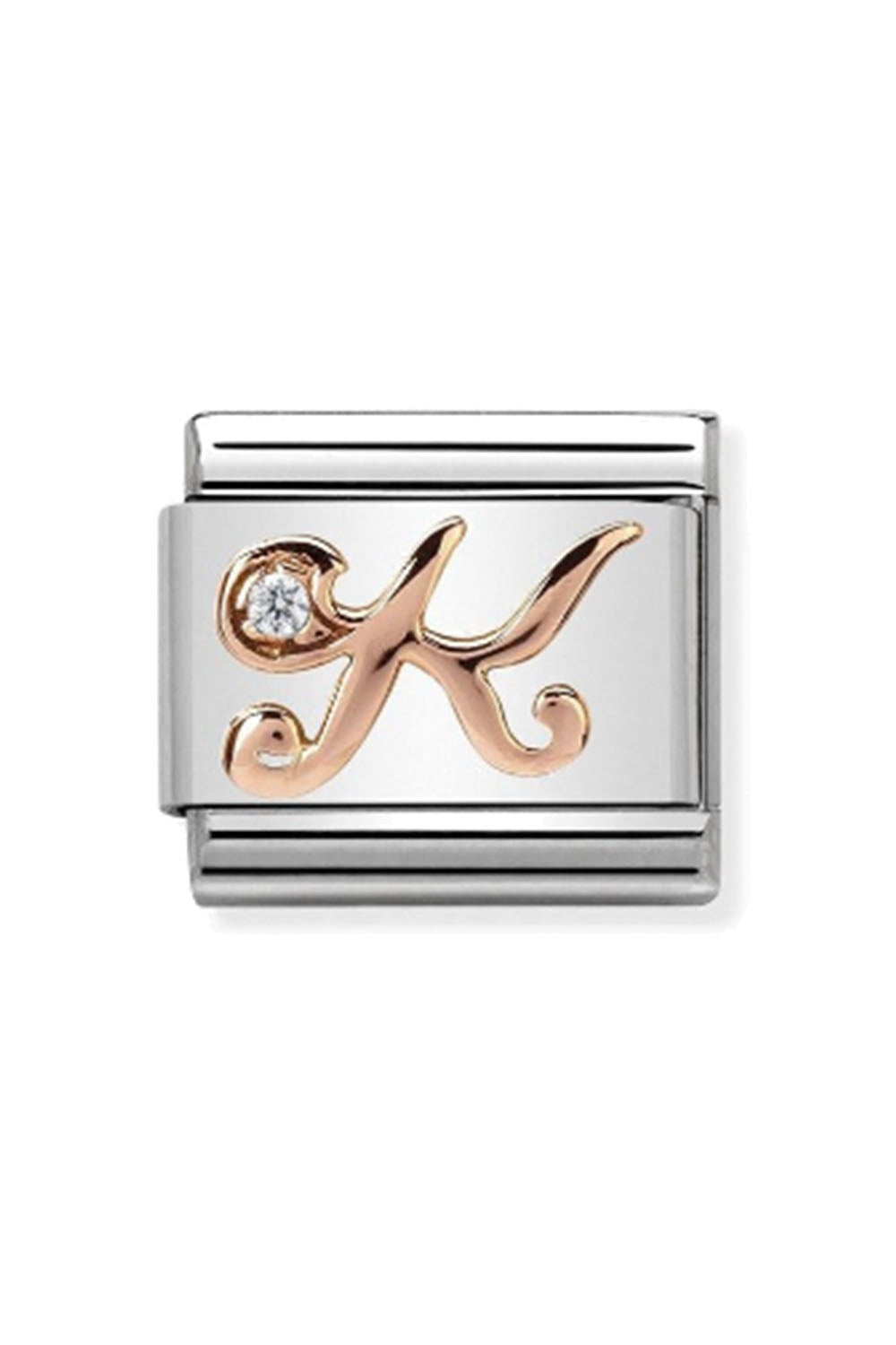 LETTERS 9k rose gold and CZ K
