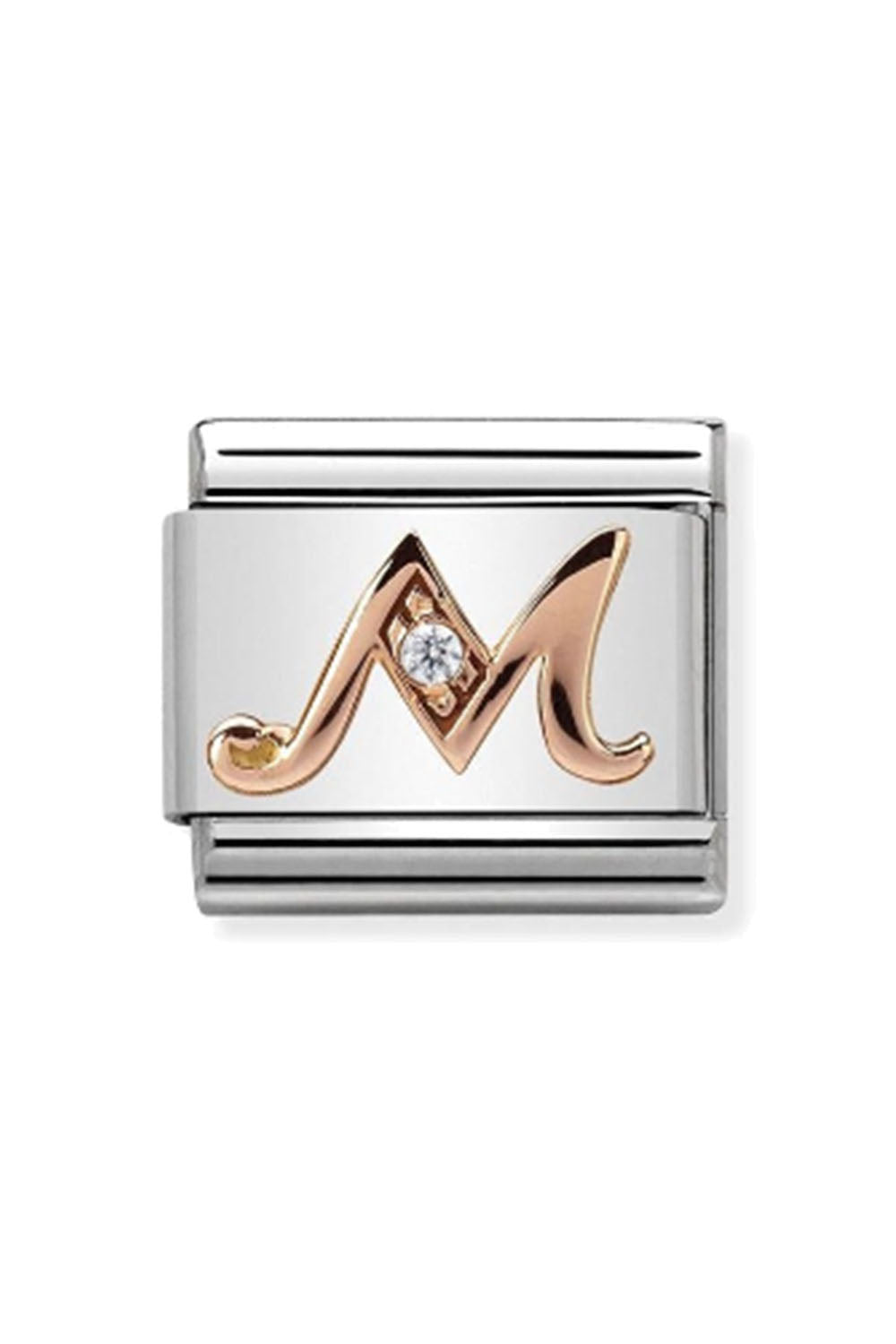 LETTERS 9k rose gold and CZ M