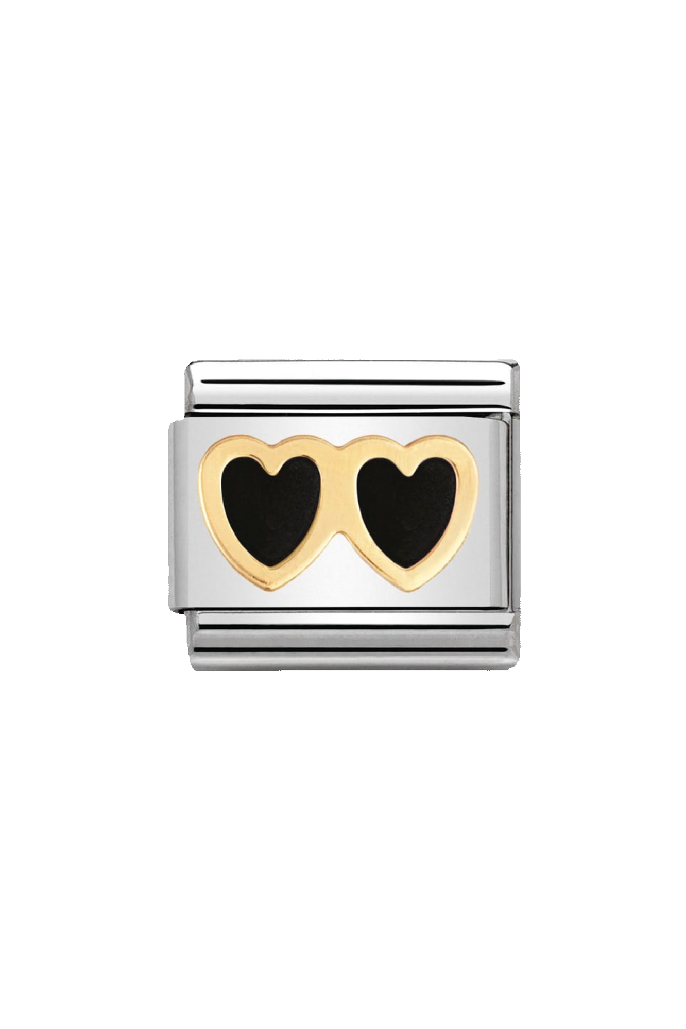 LOVE 18K Gold & Enamel, Black Double Heart