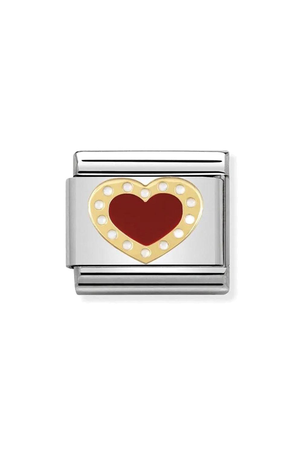 LOVE 18K Gold Heart with dots Red