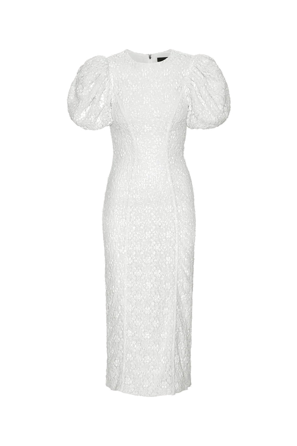 Lace Midi Fitted Dress Bright White