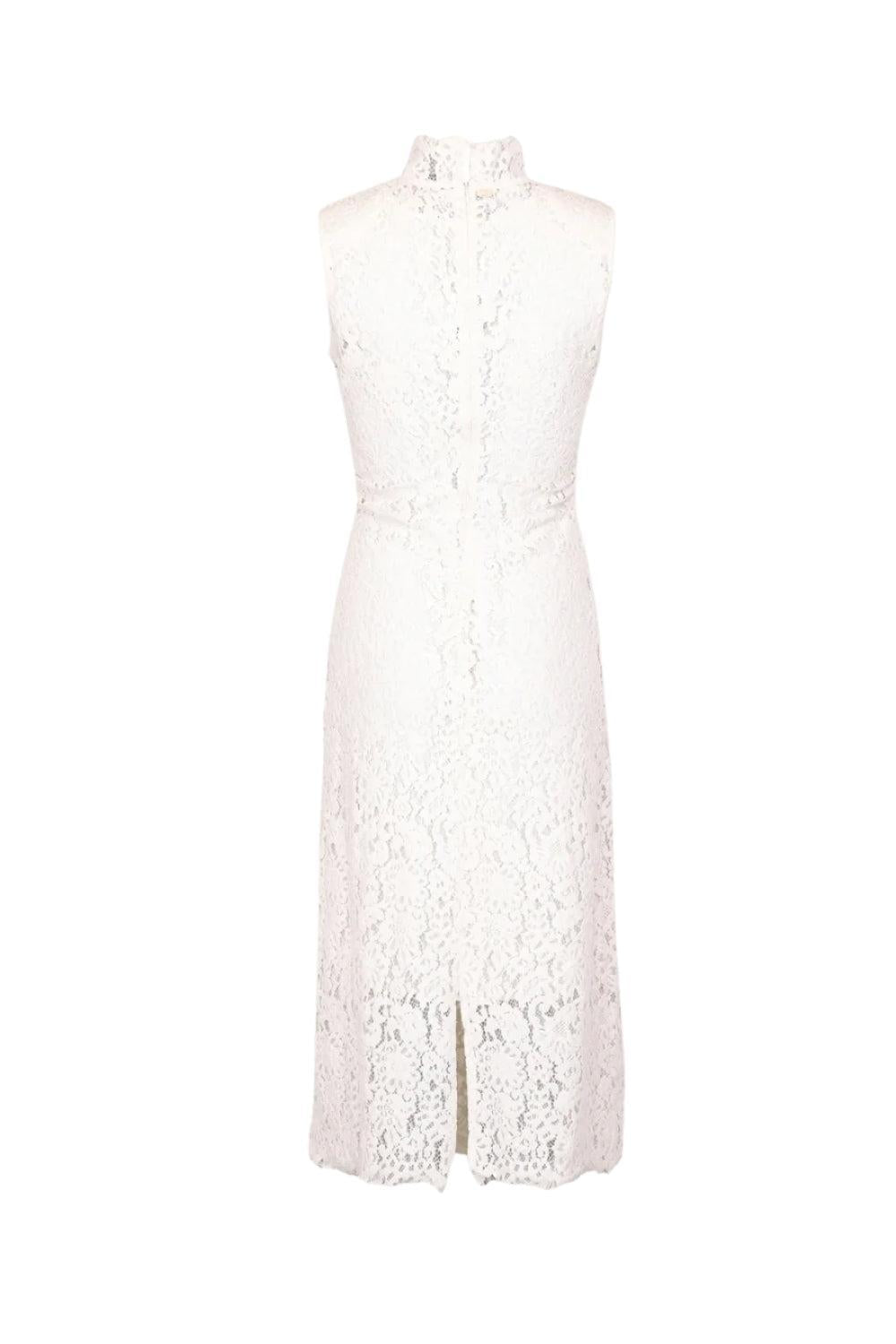 Lace Velvet Midi Dress Vintage White