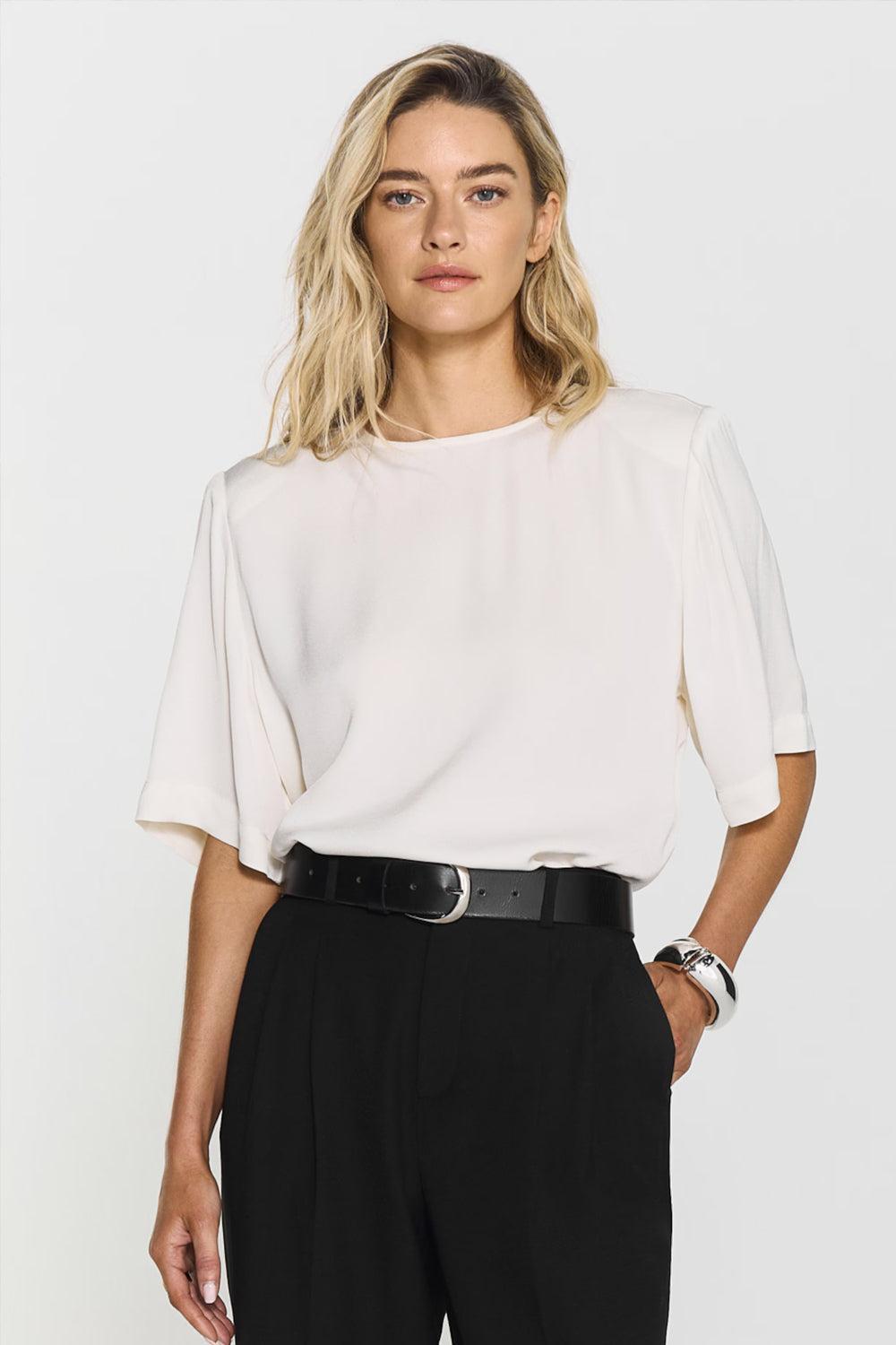 Leonie Satin Tee Ivory