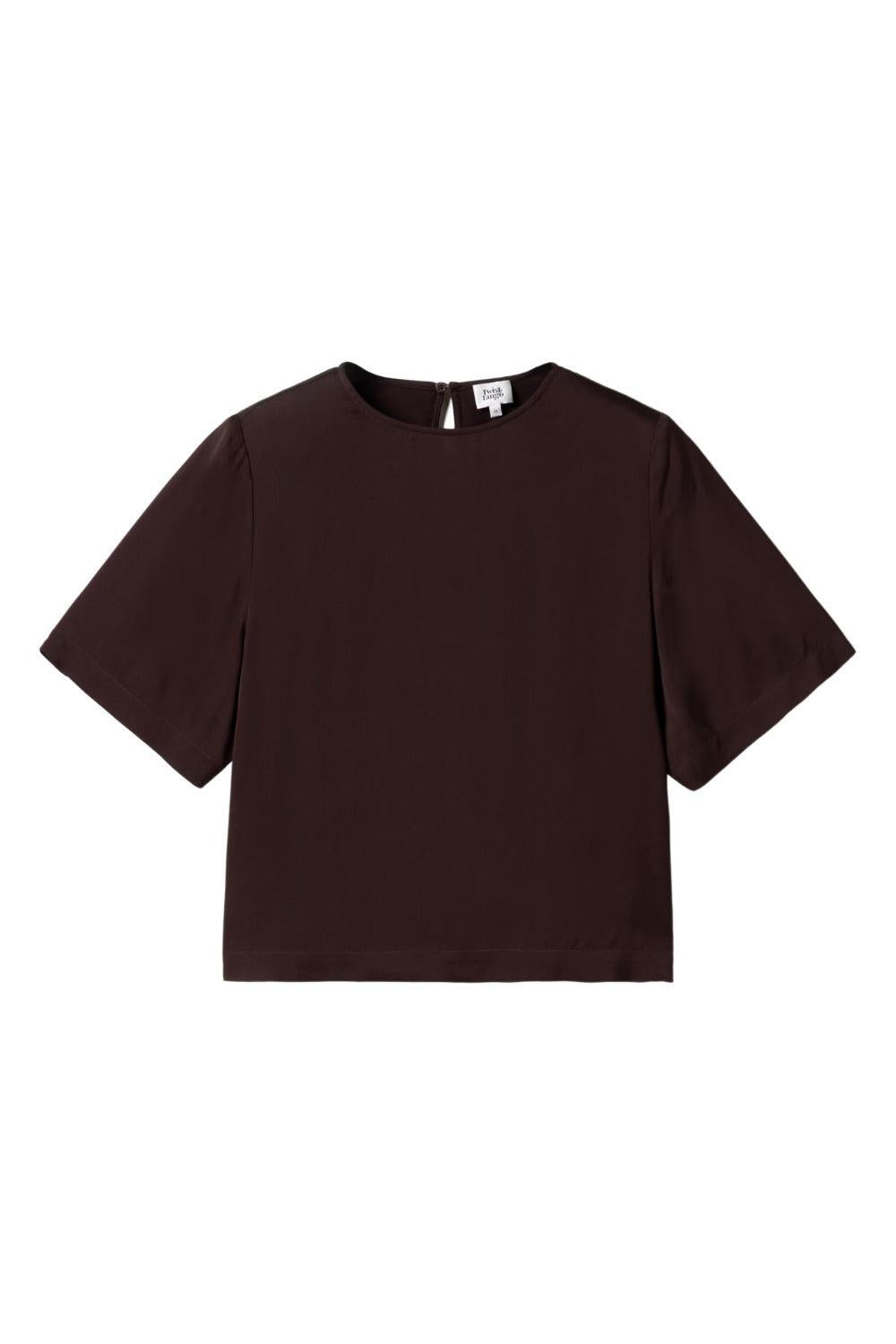 Leonie Satin Tee Mocha Brown