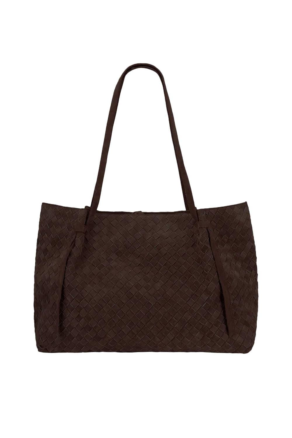 Liandra Gritty Woven Leather Mud Brown