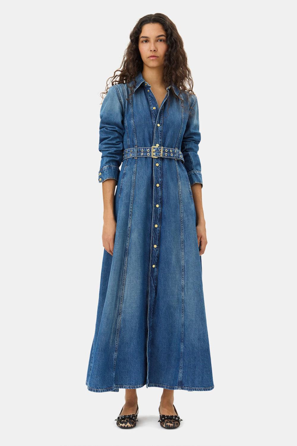 Light Denim Maxi Dress Mid Blue Vintage