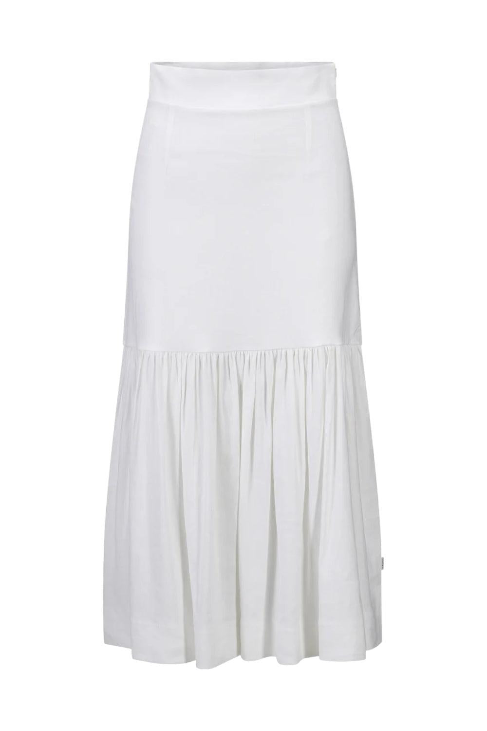 Lill Stretch Linen Skirt White