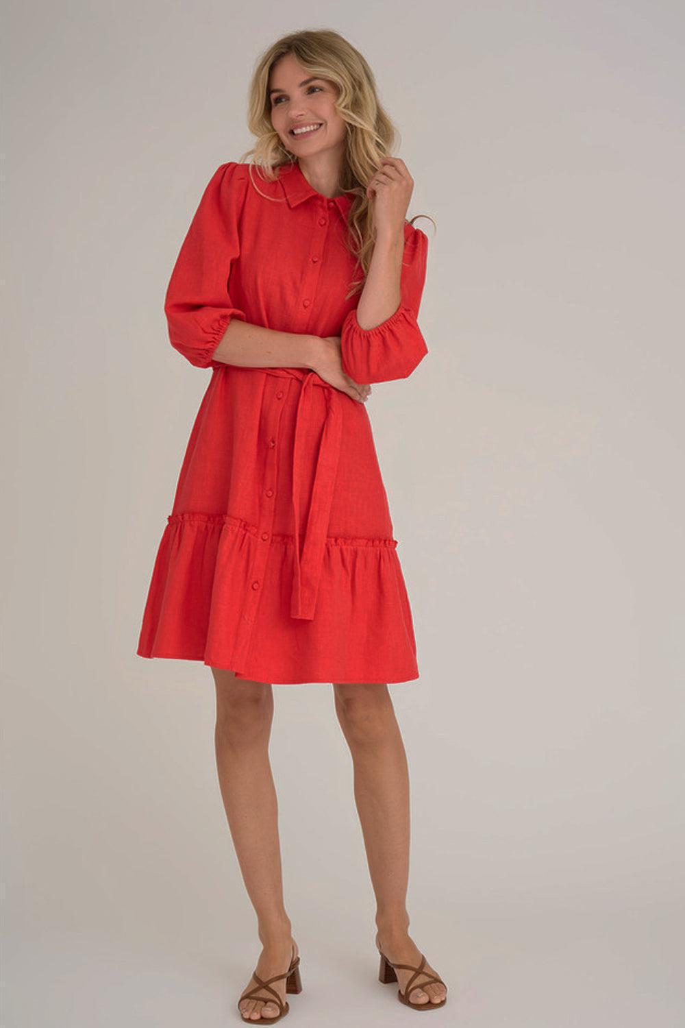 Linen dress Red