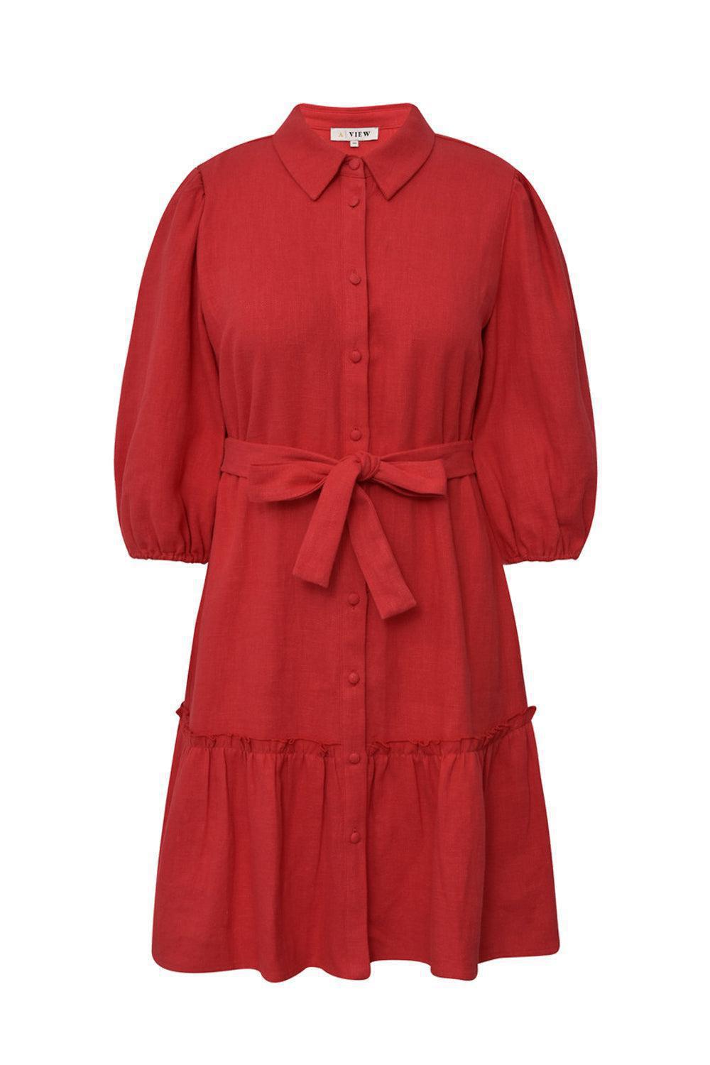 Linen dress Red