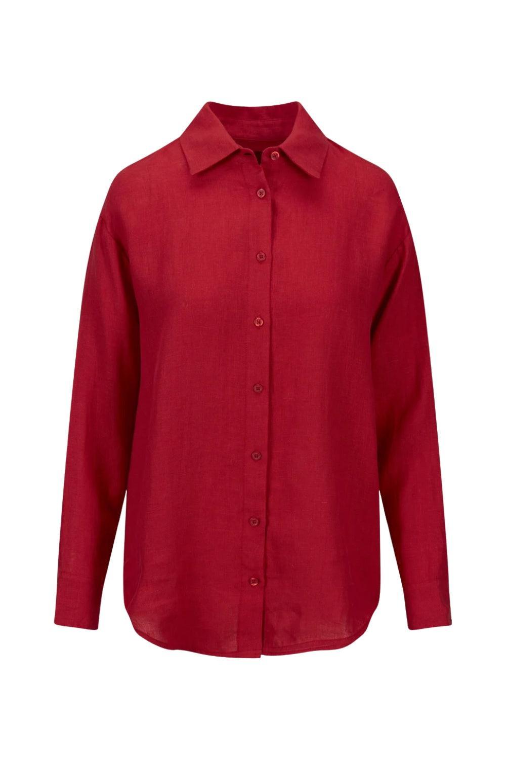 Livia Linen Shirt Red