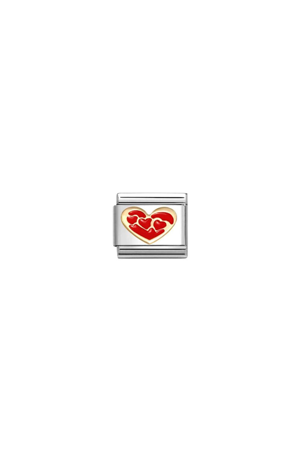 Love 18k Gold & Enamel Hearts Within A Red Heart