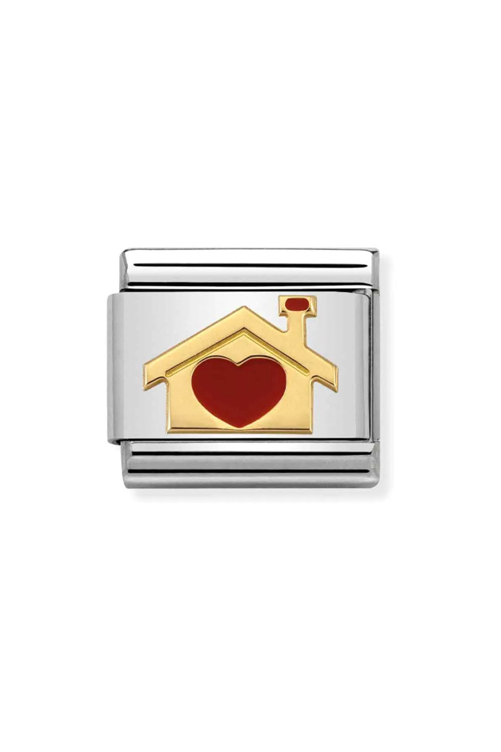 Love 18k Gold & ename Home with heart