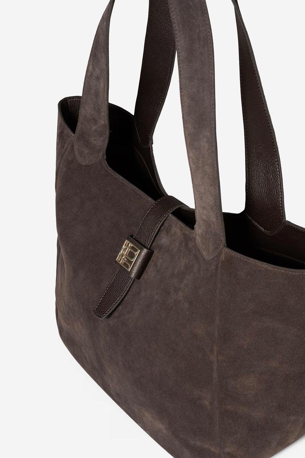 Lucille Tote Bag Large Dark Brown Suede