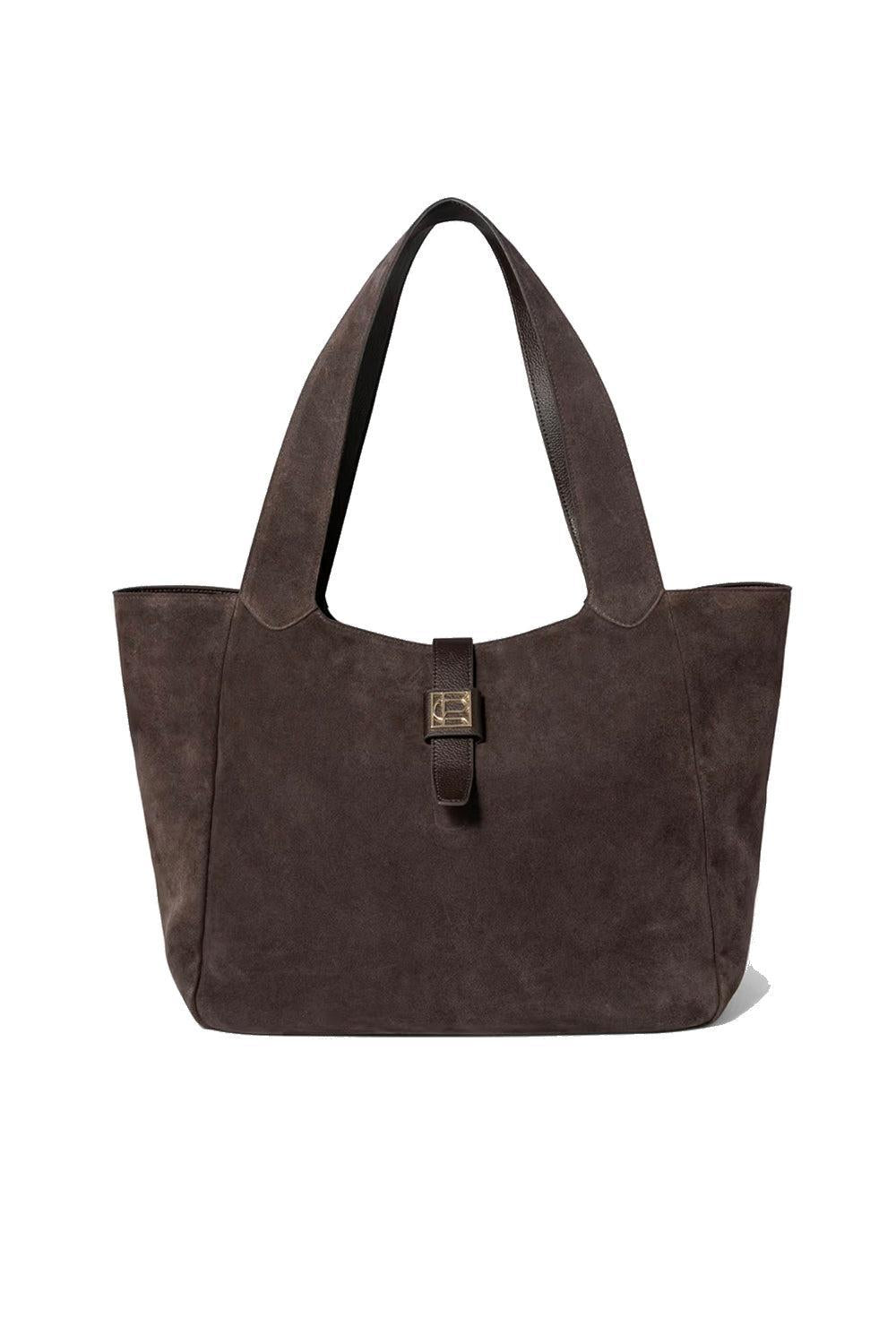Lucille Tote Bag Large Dark Brown Suede