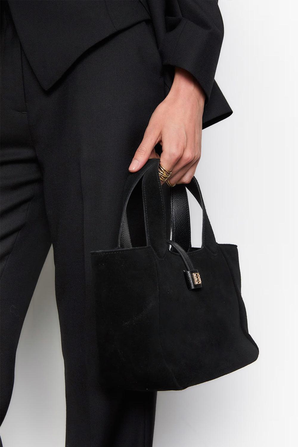 Lucille Tote Bag Small Black Suede