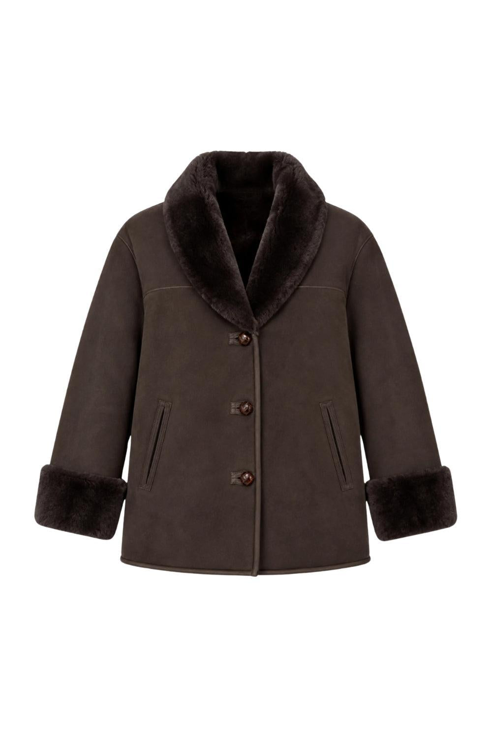 Luna Shearling jacket dark brown
