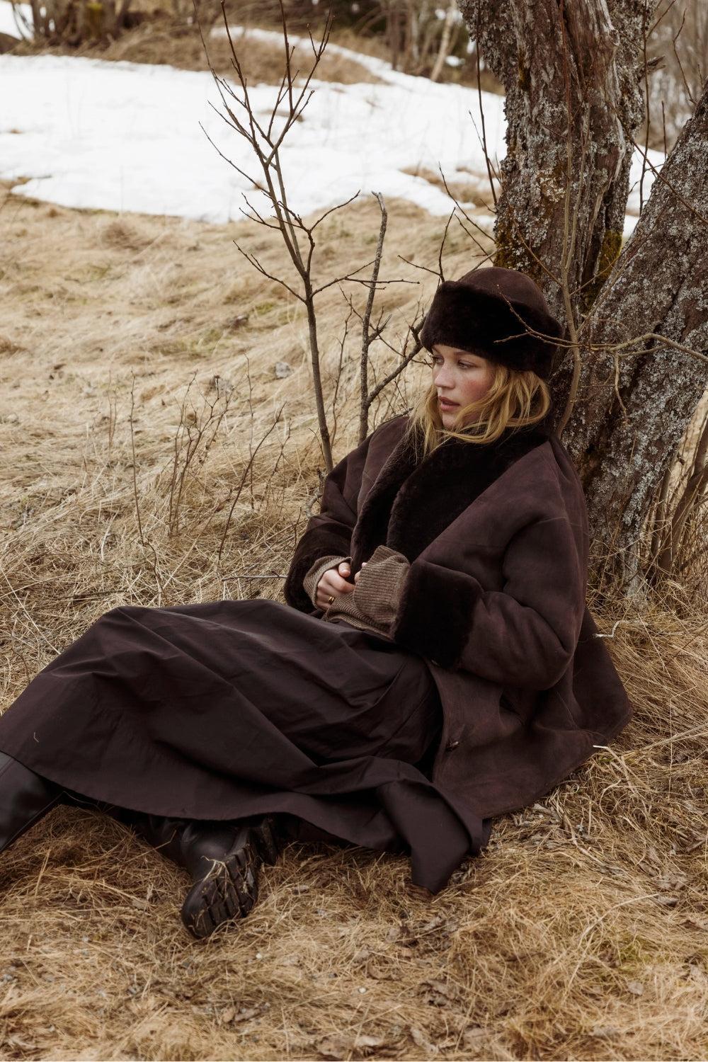 Luna Shearling jacket dark brown