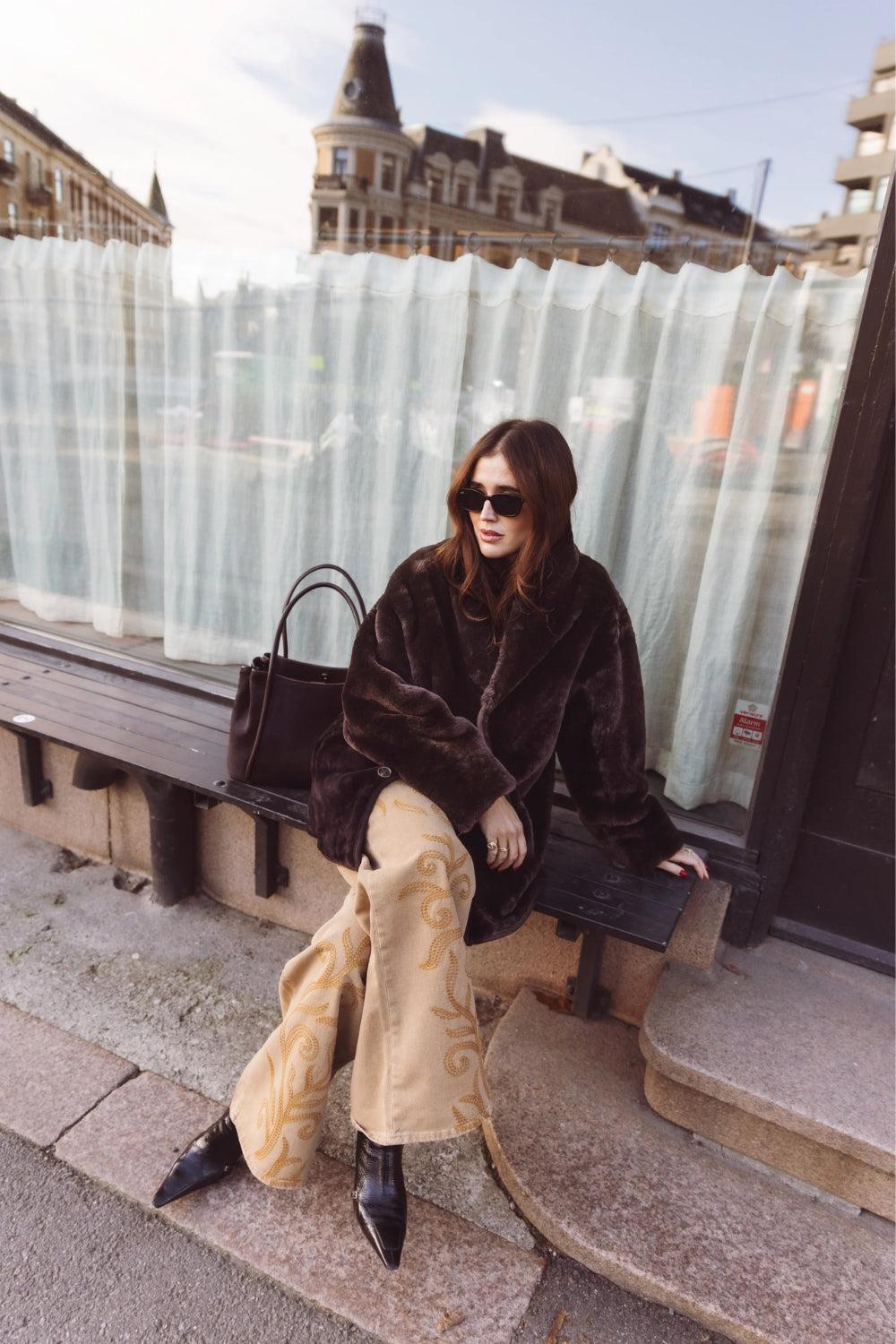Luna Shearling jacket dark brown