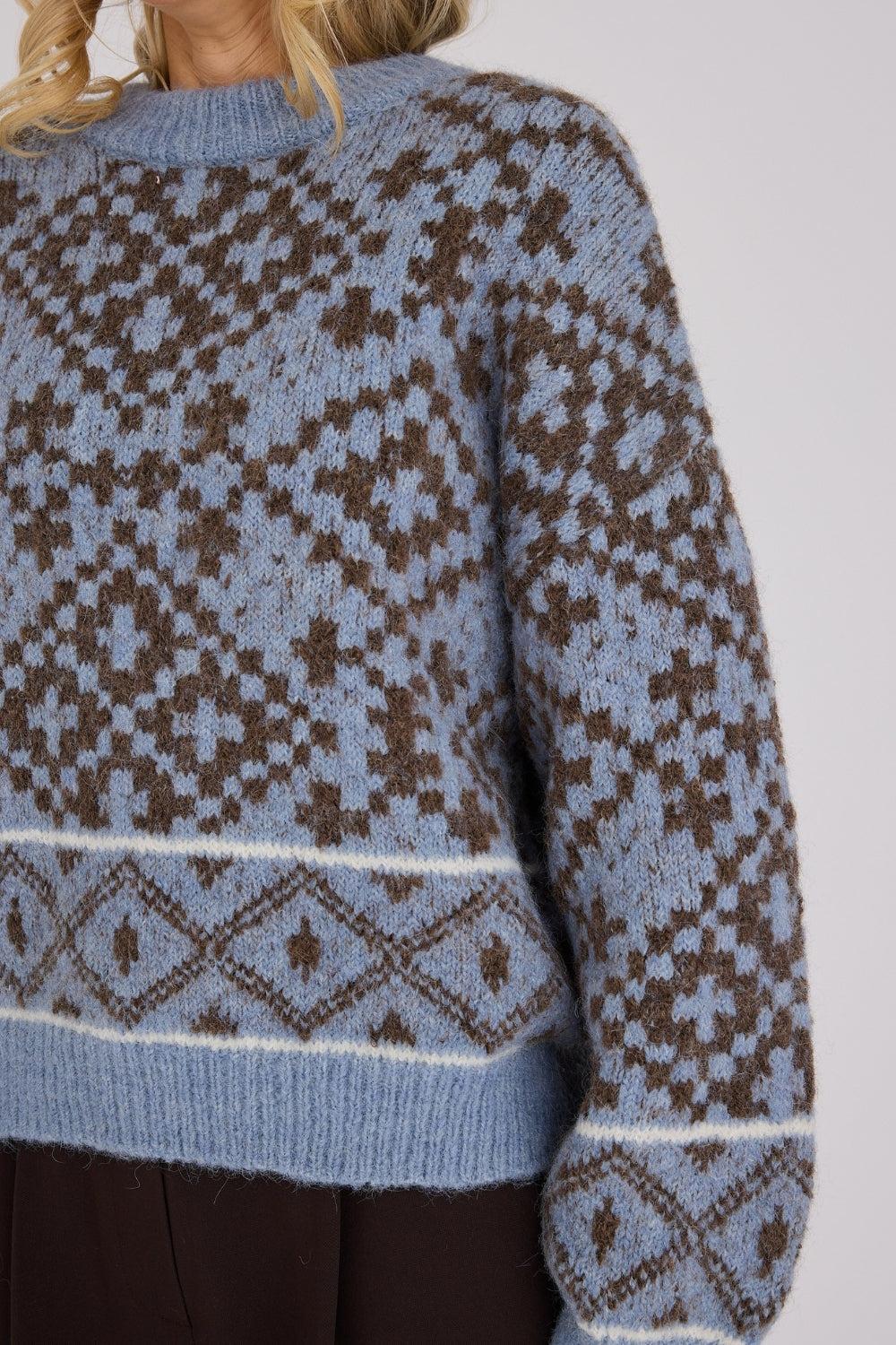Luxana Knit Pullover Brown/Blue