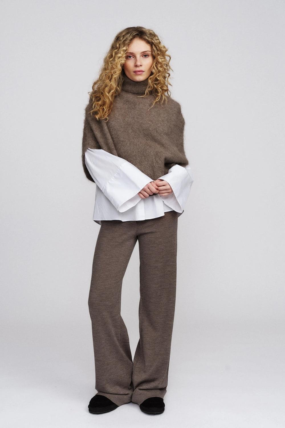 Maiken Brushed Poncho Light Brown