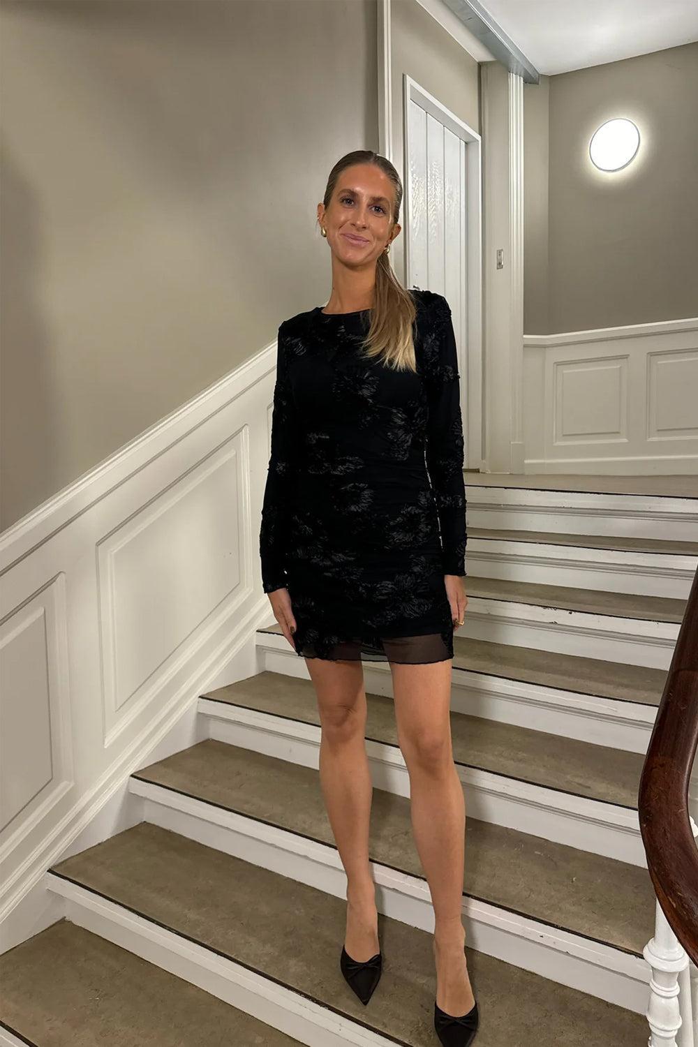Majaic Mesh Dress - Black Flower