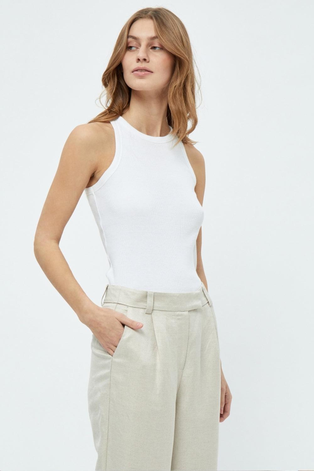 Maluna GOTS Rib Top White