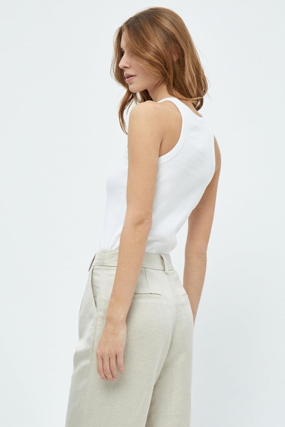 Maluna GOTS Rib Top White