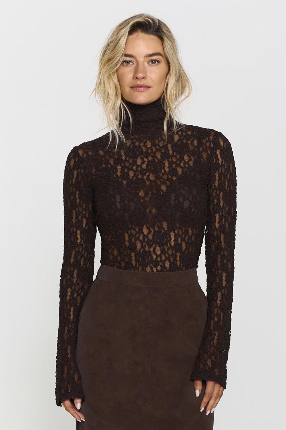 Mariana Lace Top Mocha Brown