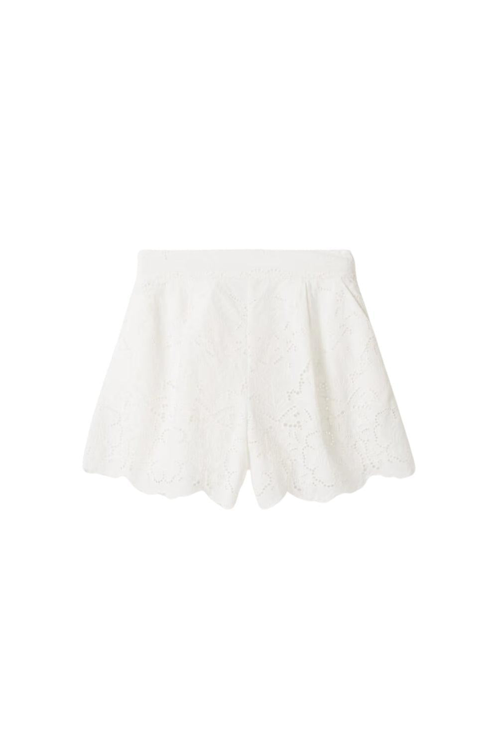 Meira Broderie Shorts White