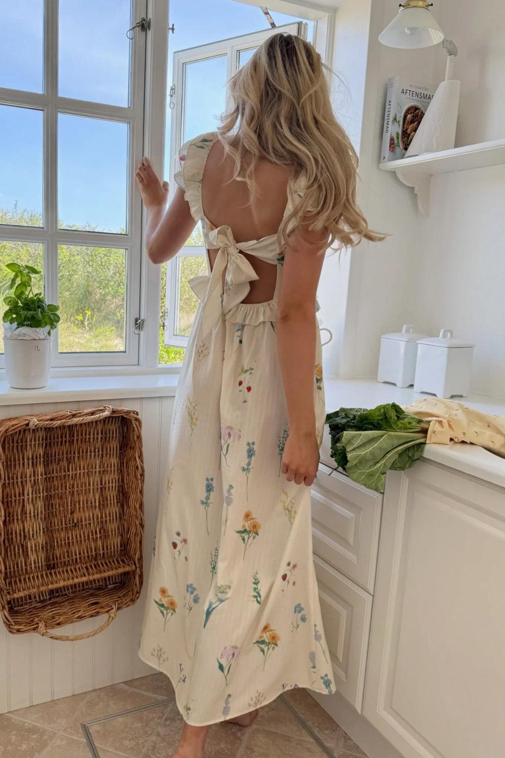 MelbaIC Dress Off White Flower Print