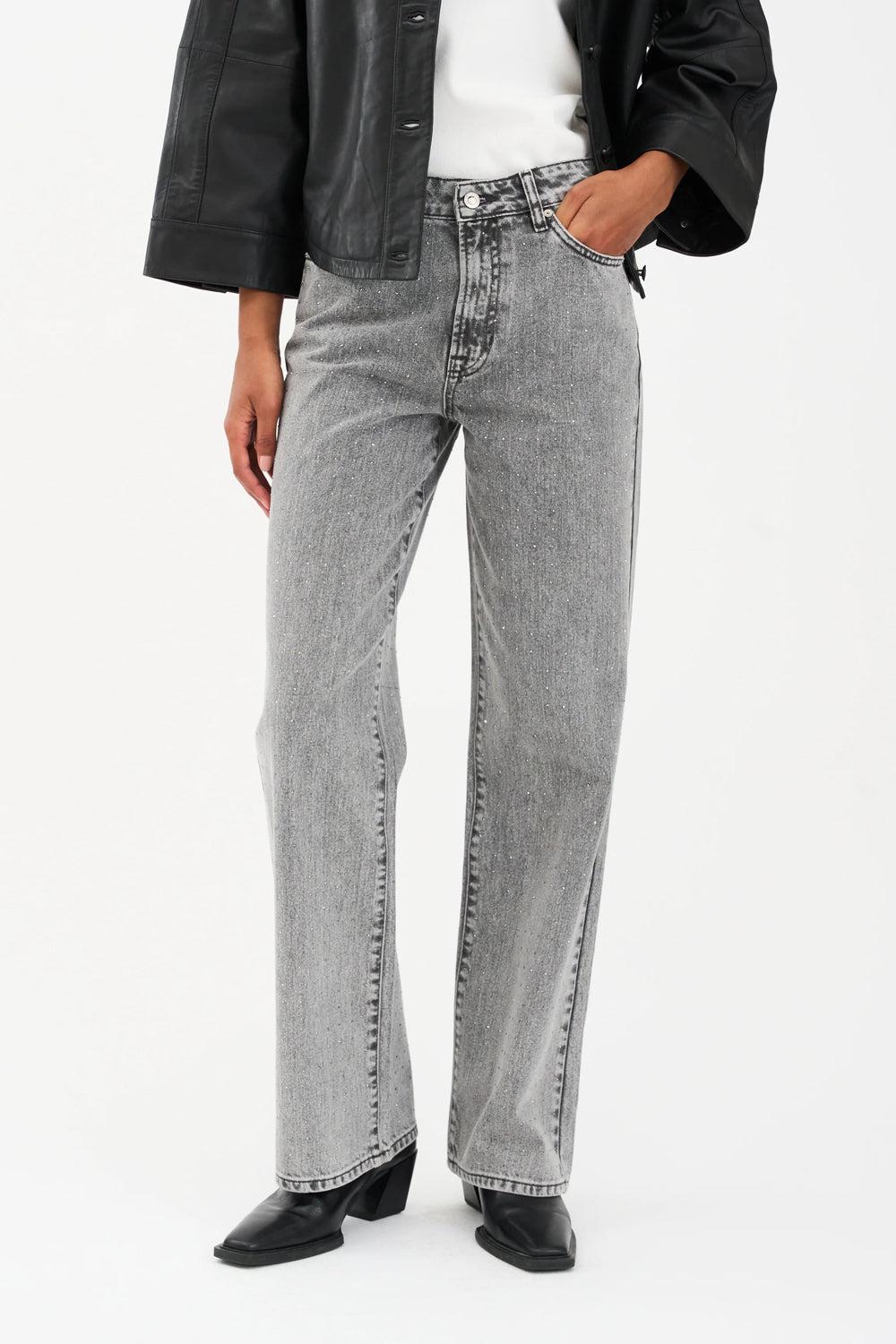 Mia Stud Jeans Wash Faded Grey 32"