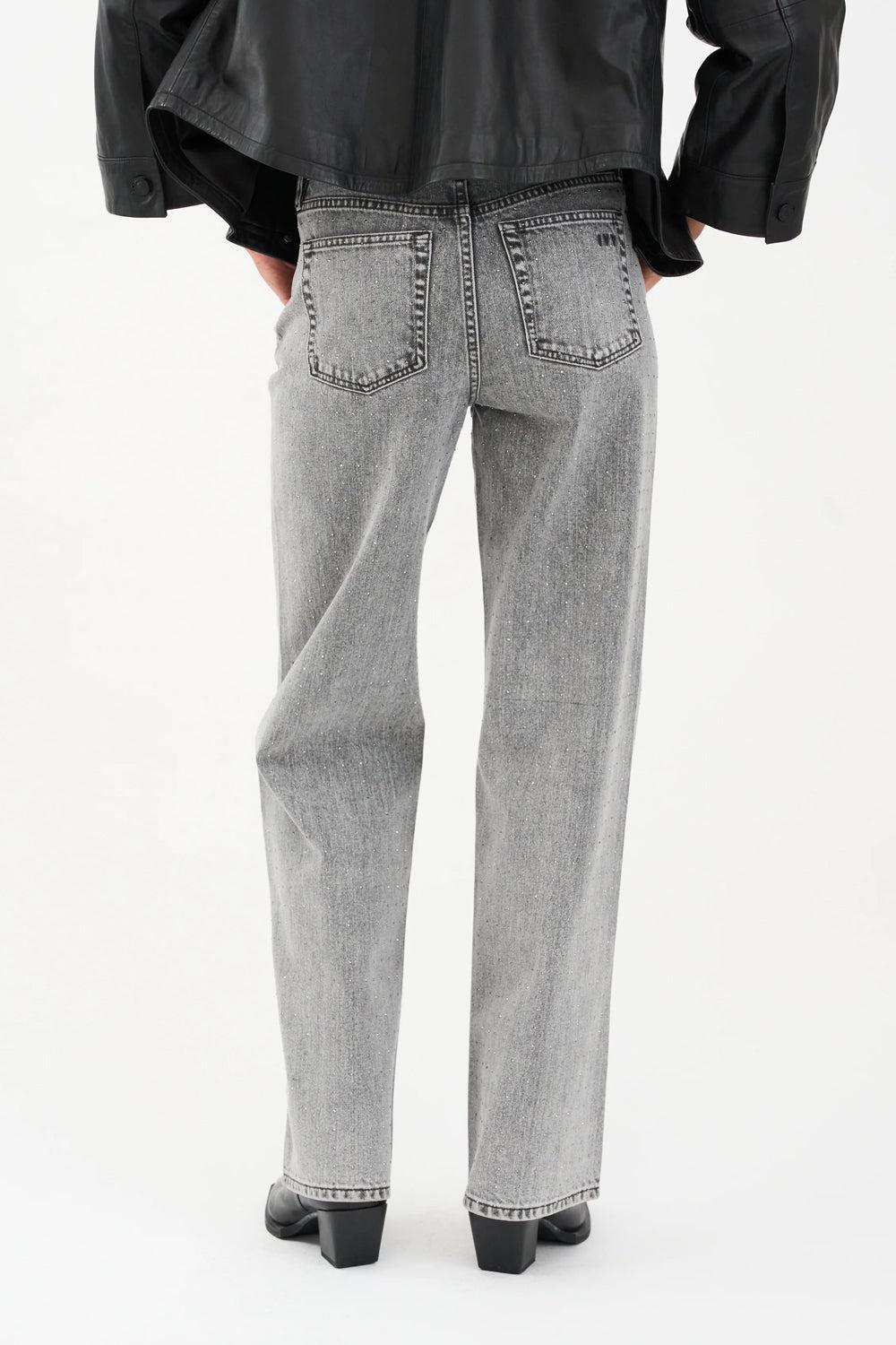 Mia Stud Jeans Wash Faded Grey 32"