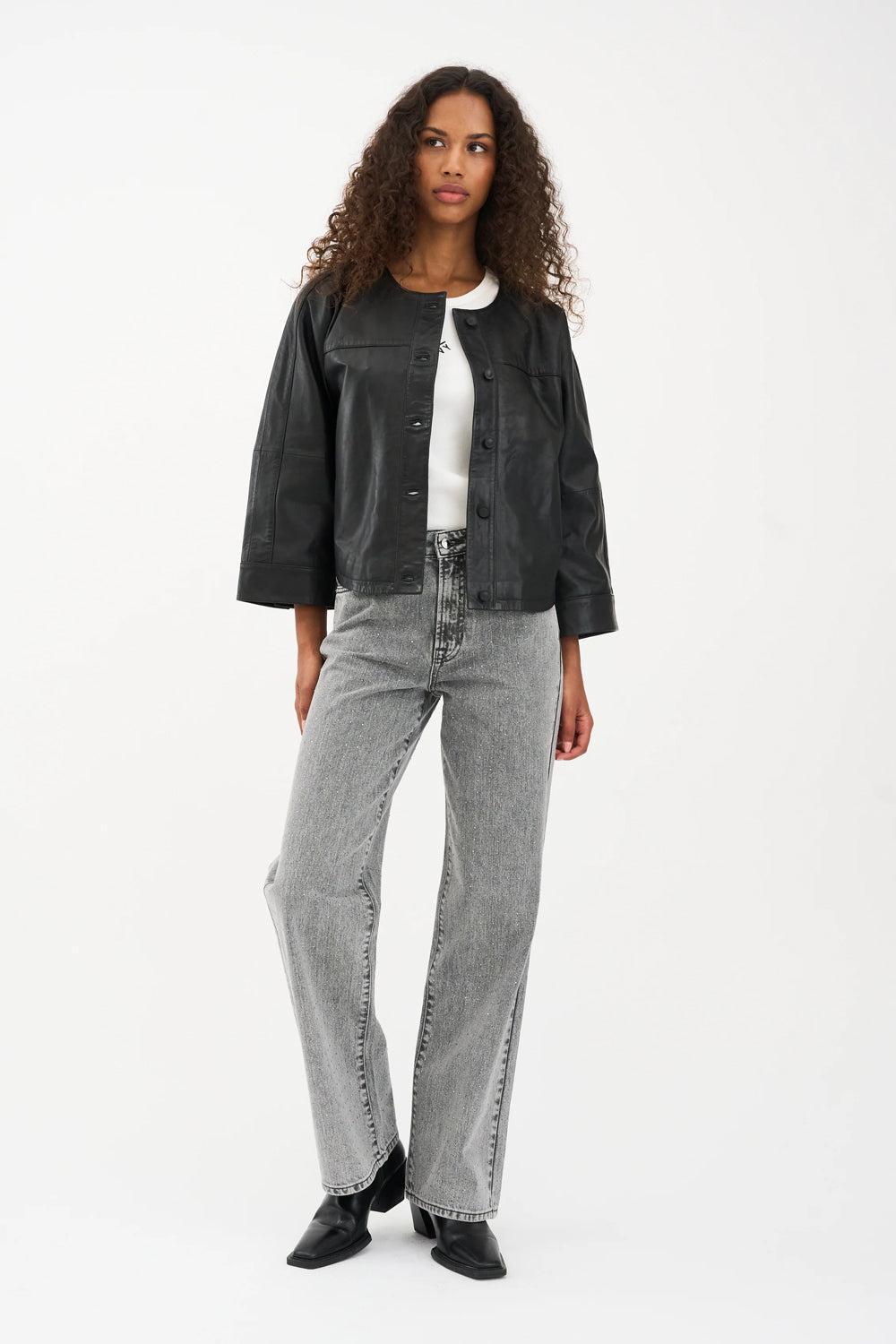 Mia Stud Jeans Wash Faded Grey 32"