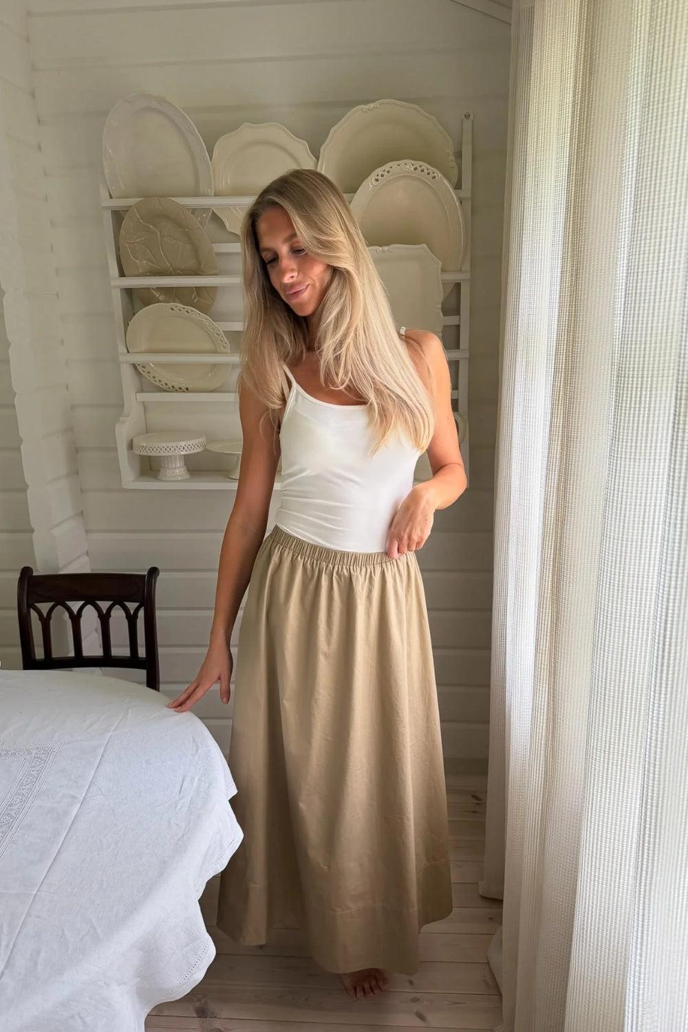 MilleIc Long Skirt Beige Khaki