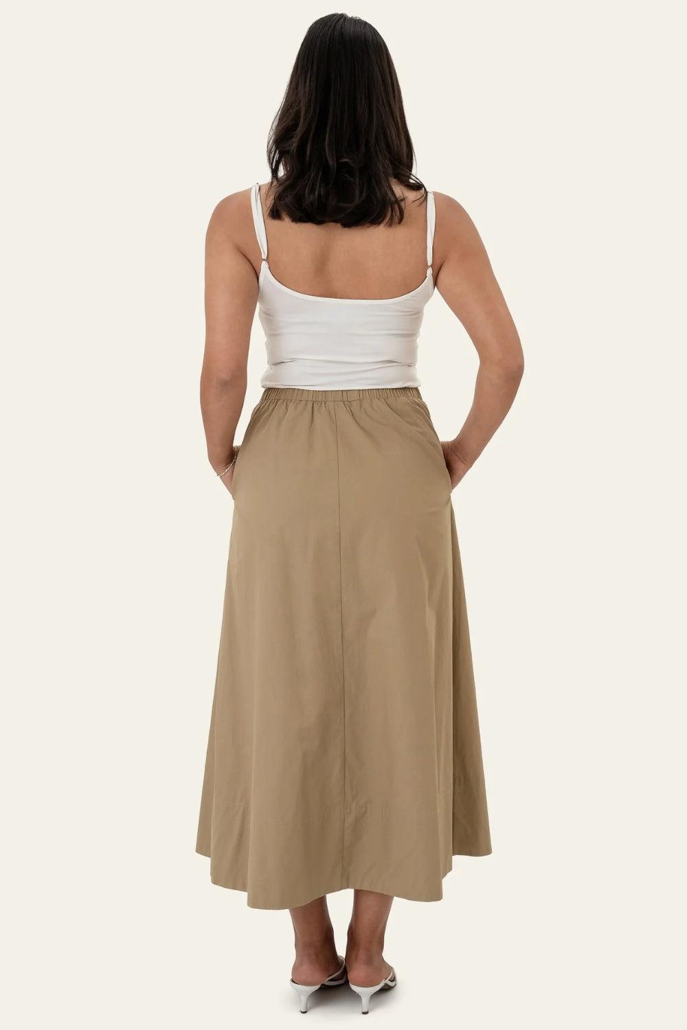 MilleIc Long Skirt Beige Khaki