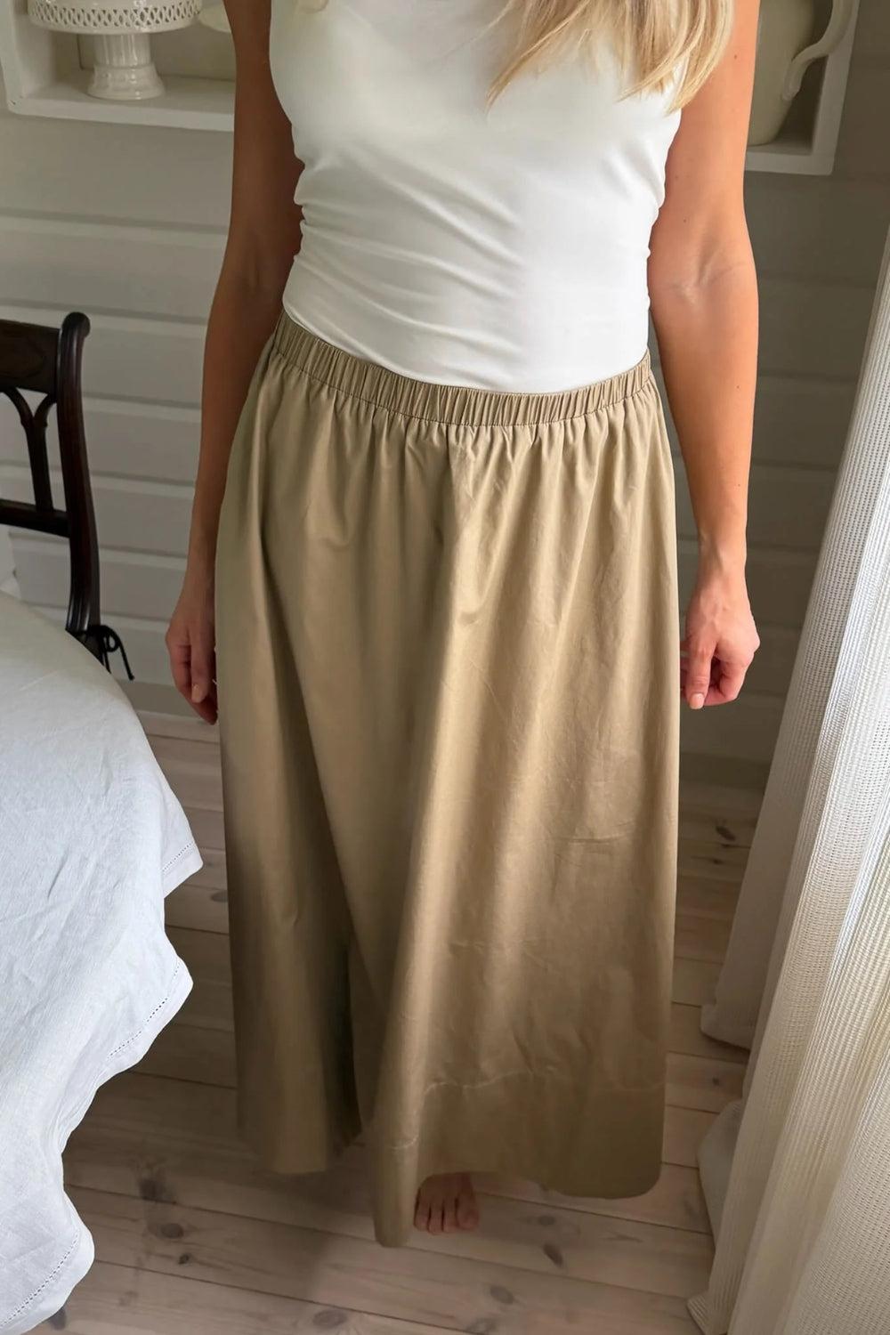 MilleIc Long Skirt Beige Khaki