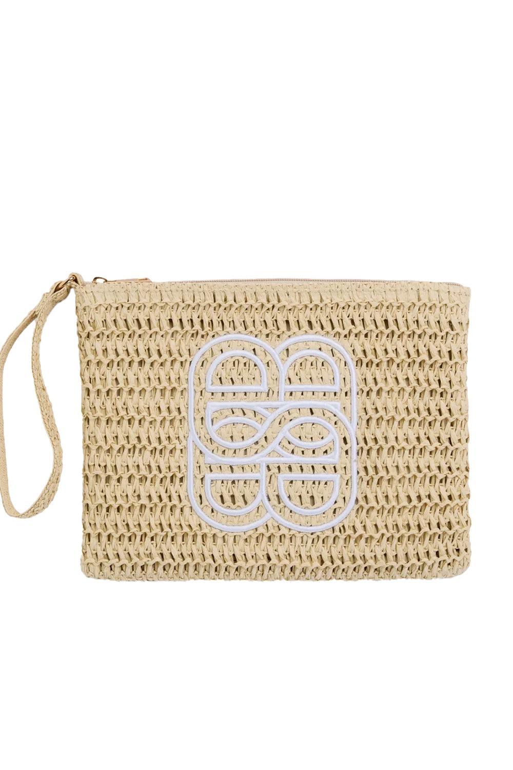 Mim Straw Clutch Beige