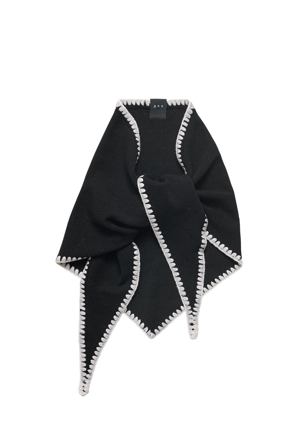 Mina Stitched Merino Scarf Black