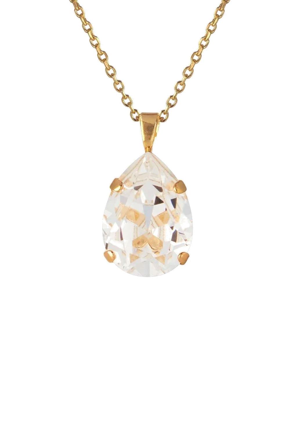 Mini Drop Necklace Gold Crystal