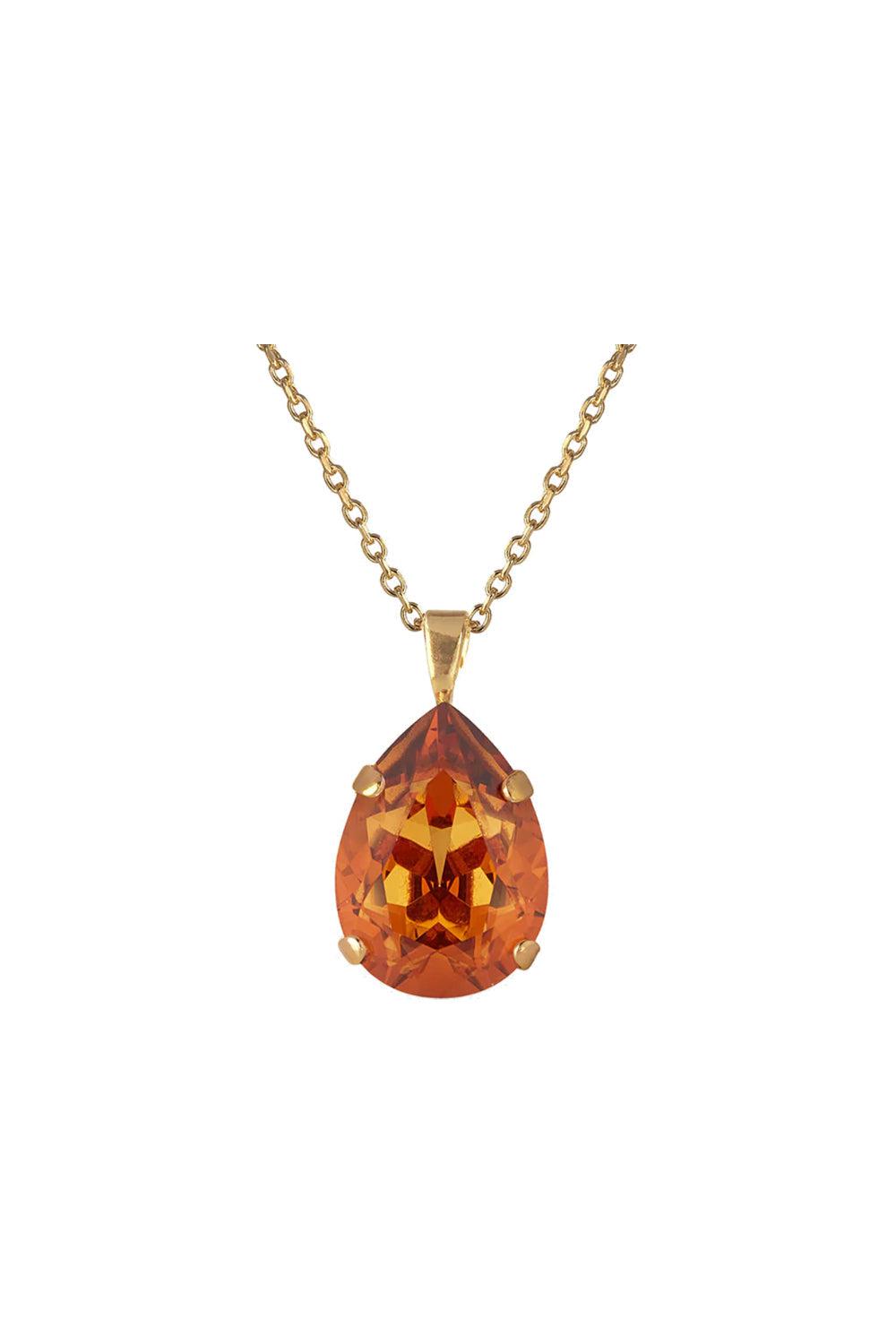Mini Drop Necklace Gold Light Amber