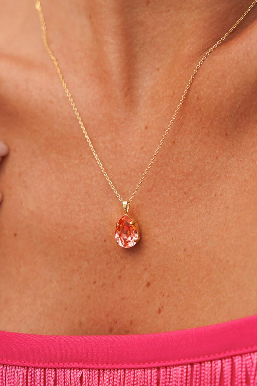 Mini Drop Necklace Gold Rose Peach