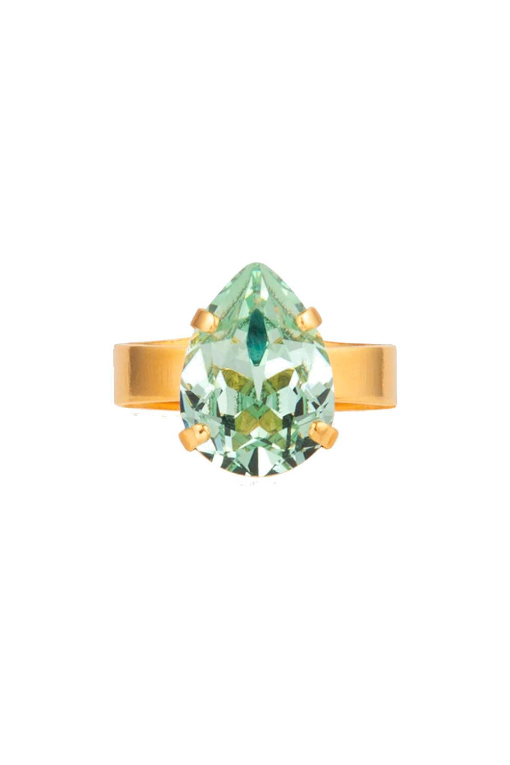 Mini Drop Ring Gold Chrysolite