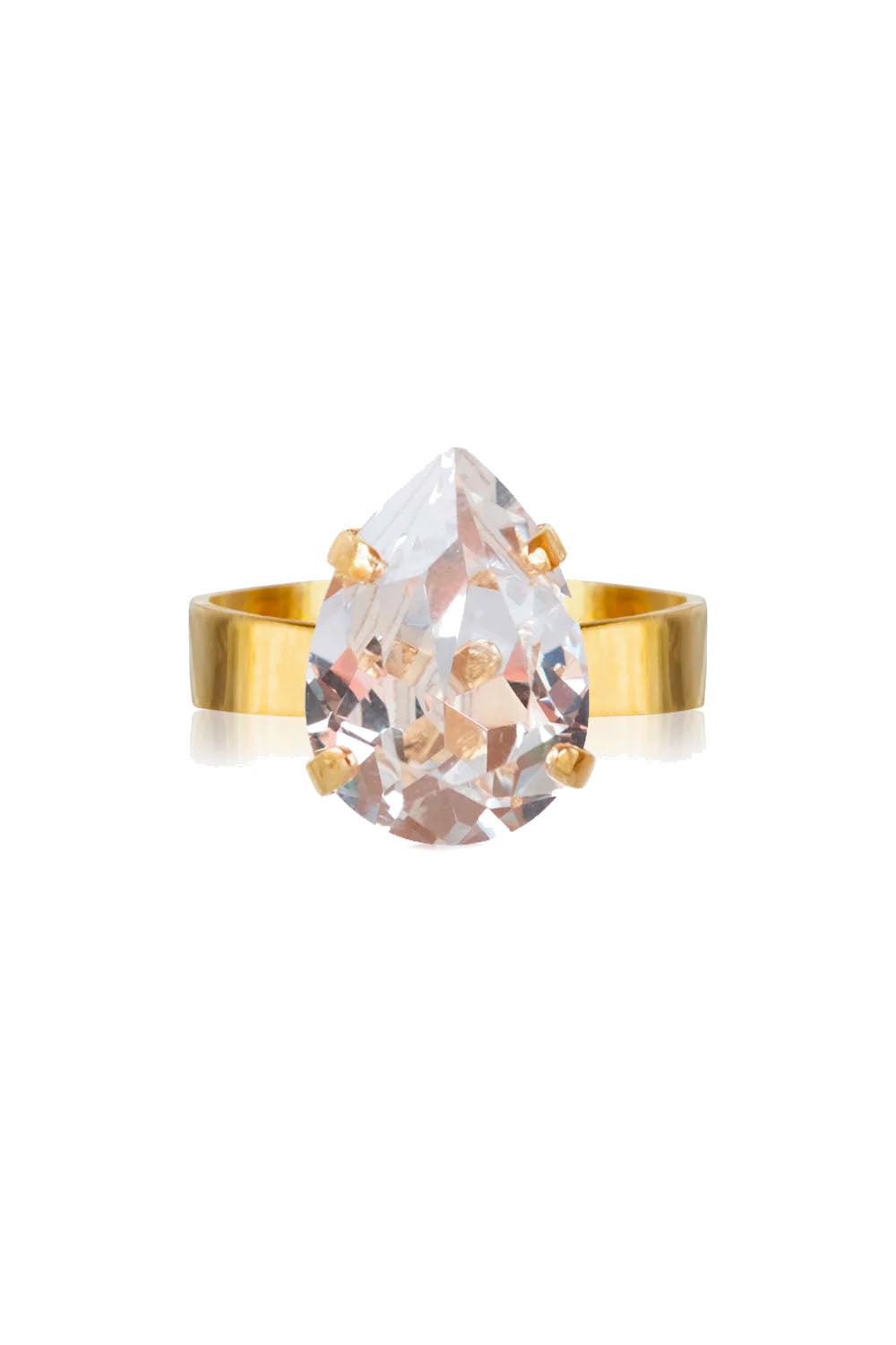 Mini Drop Ring Gold Crystal