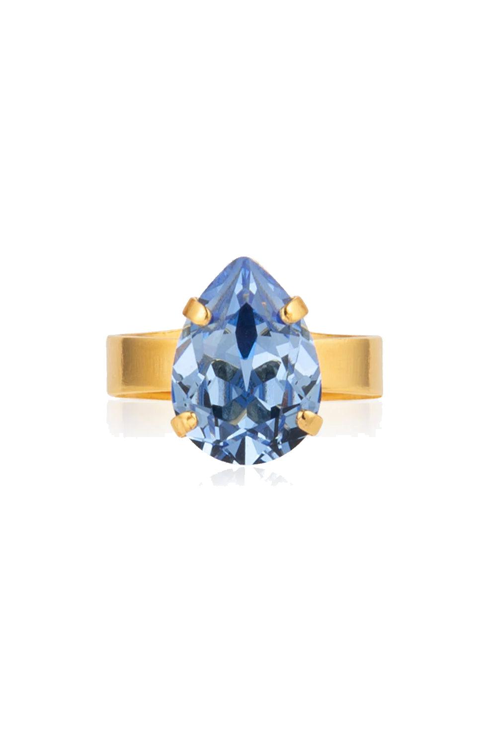 Mini Drop Ring Gold Light Sapphire